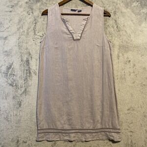 Sigrid Olsen Linen Dress Women's Sz S Lavender Gray Sleeveless Mini Shift Beachy